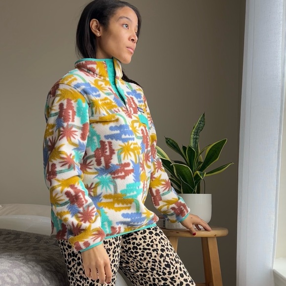 Patagonia Lightweight Synchilla Snap-T Pullover Tree Connection Big Fresh Teal - Picture 3 of 15